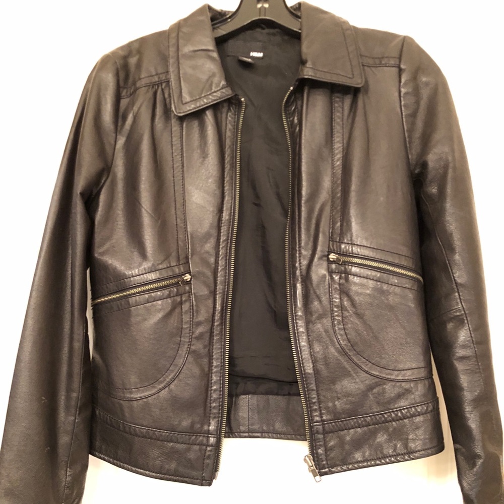 H&M leather jacket in black